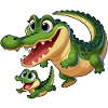 Crocodile mère et enfant gambadant