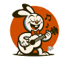 Cheerful singing bunny with guitar