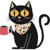 Polka Dot Bandana Cat with Mug