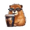 Capibara drinks coffee
