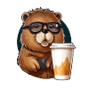 Capibara drinks coffee