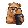 Capibara drinks coffee