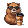 Capibara drinks coffee
