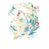 Fischen Cartoon Stil