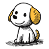 Cute cheerful cartoon puppy