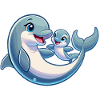 Dolphin mother and child frolicking