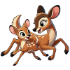 Cerf mère et enfant gambadant