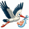 Storch mit Kind