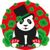 Panda Glücksbringer mit Kleeblätter.