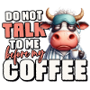 Tired cow with coffee