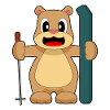 Bear Ski Skier Ski Poles
