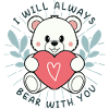 Cute bear with heart and message