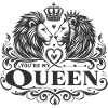 Queen-like lion love illustration