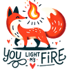 Fiery Fox with Flame and Heart