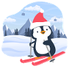 Little penguin skiing