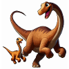 Brachiosaure mère et enfant gambadant