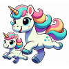 Einhorn-Mutter mit Kind