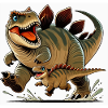Ankylosaurus mother and child frolicking