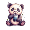 Niedlicher Panda mit Tee