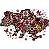 Ukraine Map Flowers Pattern