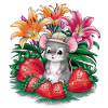 Kawaii Mouse with Strawberries & Lillies