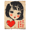 Cute cartoon girl with heart