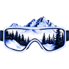 Ski goggles mountains