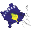 Bandiera del Kosovo nella mappa del Kosovo XK
