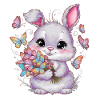 Lapin kawaii avec des papillons