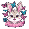 Lapin kawaii avec des papillons