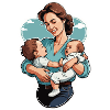 Liebevolle Mutter mit Zwillingsbabys