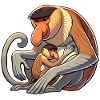 Proboscis monkey mother and child