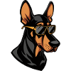 Doberman chien bande dessinée cool