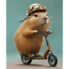Capybara en scooter