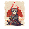 Chat guerrier japonais samouraï