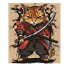 Chat guerrier japonais samouraï