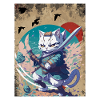 Chat guerrier japonais samouraï