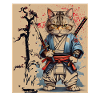 Chat guerrier japonais samouraï