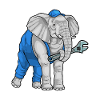 Elephant Mechanic Wrench Workshop