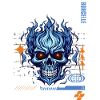 Blue Skull White