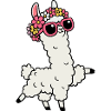 Comic Llama Alpaca Flower Sunglasses Floral Wreath