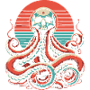kraken skull retro design
