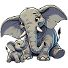 African elephant mother and child