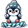 Mignon pingouin snowboard plaisir d’hiver