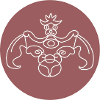 stylized dragon on red-brown background