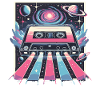 Retro Cassette Space Neon Galaxy