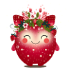 Cheerful fantasy monster as strawberry