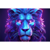 Neon lion head with futuristic flair