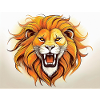 Majestic lion's head with flame mane