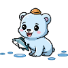 Cute polar bear with fish